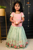Green Pink Sparrow Traditional Pattu Pavadai Set