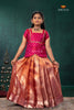 Orange Mugil Mozhi Traditional Pattu Pavadai Set for Girls