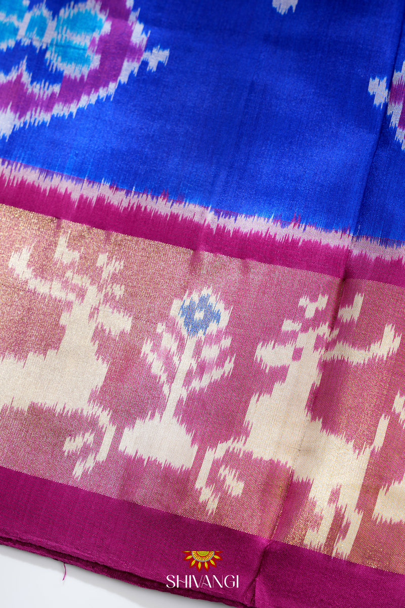 Peacock Blue Silk Pattu Pavadai Unstitched Material For Kids !!!