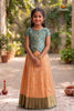 Peach Jaali Weave Traditional Pattu Pavadai Sets