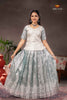 Blue White Peacock Traditional Pattu Pavadai Set