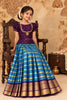 Sky Blue Golden Dots EMB Traditional Pattu Pavadai Sets