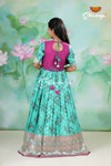 Ramar Green Satin Rose Bunch Pattu Long Gown For Girls !!!