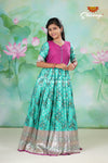 Ramar Green Satin Rose Bunch Pattu Long Gown For Girls !!!