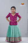 Lavender Kota Creeper Traditional Pattu Pavadai For Girls !!!