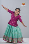 Lavender Kota Creeper Traditional Pattu Pavadai For Girls !!!