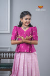 Lavender Kota Creeper Traditional Pattu Pavadai For Girls !!!