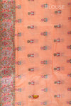 Peach Floral Mughal Ethnic Cotton Saree !!!