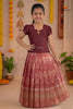 Maroon Floral Moon Traditional Pattu Pavadai Sets