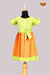Green With Orange Long Gown For Baby Girls