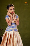 Blue Golden Tulip Traditional Pattu Pavadai Set for Girls