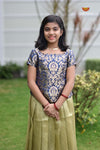 Navy Blue Onam brocade Traditional Pattu Pavadai Set for Girls