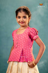 Half White Silver Bird Traditional Pattu Pavadai Set for Girls