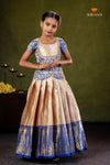 Blue Golden Tulip Traditional Pattu Pavadai Set for Girls