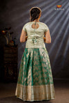 Green Tissue Cluster Traditional Pattu Pavadai Set for Girls