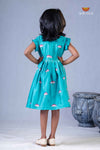 Ramar Green Chanderi Lotus Frock For Kids