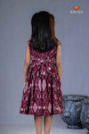 Magenta Ikkat Frock For Kids