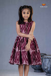 Magenta Ikkat Frock For Kids