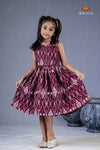 Magenta Ikkat Frock For Kids