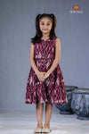 Magenta Ikkat Frock For Kids