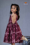 Magenta Ikkat Frock For Kids
