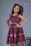 Magenta Ikkat Frock For Kids