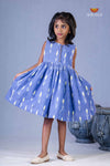 Blue Ikkat Frock For Kids