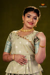 Green Mango Bloom Traditional Pattu Pavadai Set for Girls