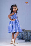 Blue Ikkat Frock For Kids