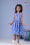 Blue Ikkat Frock For Kids