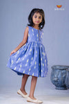 Blue Ikkat Frock For Kids