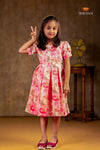 Pink Organza Frock For Kids
