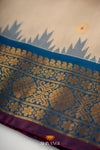 White With Blue Floral Butta Kanchivaram Silk Saree With Temple Border !!!