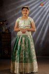 Green Tissue Cluster Traditional Pattu Pavadai Set for Girls