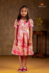 Pink Organza Frock For Kids