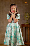 Green Organza Frock For Kids