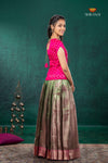 Green Mugil Mozhi Traditional Pattu Pavadai Set for Girls