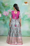 Grey Satin Rose Bunch Long Gown For Girls !!!