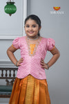 Festive Collection - Sandal Tissue Tiny Checks Pattu Pavadai For Girls !!!