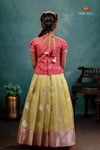 Parrot Green Silver Bird Traditional Pattu Pavadai Set for Girls