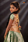 Green Silver Stone Traditional Pattu Pavadai Set for Girls