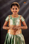 Green Silver Stone Traditional Pattu Pavadai Set for Girls