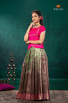 Green Mugil Mozhi Traditional Pattu Pavadai Set for Girls