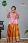 Festive Collection - Sandal Tissue Tiny Checks Pattu Pavadai For Girls !!!
