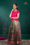 Green Mugil Mozhi Traditional Pattu Pavadai Set for Girls