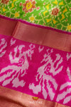 Green Pochampally Silk Pattu Pavadai Unstitched Material For Kids !!!