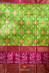 Green Pochampally Silk Pattu Pavadai Unstitched Material For Kids !!!