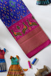 Blue Pochampally Silk Pattu Pavadai Unstitched Material For Kids !!!