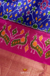 Blue Pochampally Silk Pattu Pavadai Unstitched Material For Kids !!!