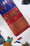 Blue Pochampally Silk Pattu Pavadai Unstitched Material For Kids !!!